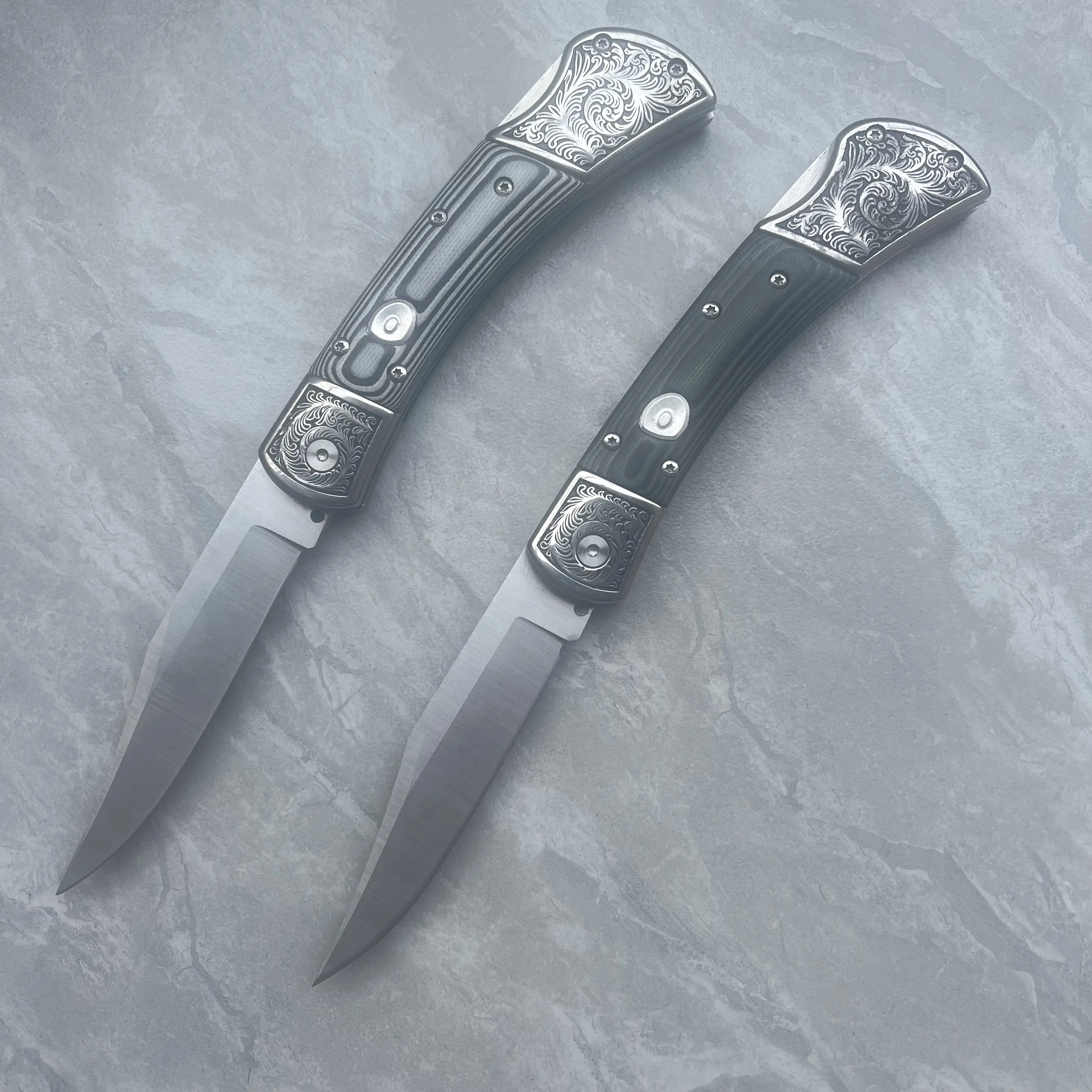 EDC Elite3 Folding Knife 3.75" CPM-MagnaCut Satin Plain Blade, Two Colors G10 Handles, Black Leather Sheath Collect Gifts Pocket Knife