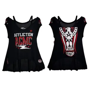 Sinful By Affliction Women's T-shirt Shoulder Cold Top Freedie