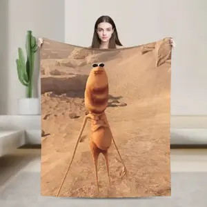 Marcus the Worm Funny Meme Print Blanket - Super Soft Cozy Bedspread with Iconic Worm Design, Machine Washable Winter Warmth for s,, - Viral Meme Bed Cover for & or Dorm Room Decor