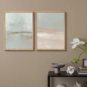 Framed Gallery Wall Art Prints Set of 2 Abstract  Beige Prints Minimalist Modern Neutral Art  Ornaments Living Room Decor Poster Photo