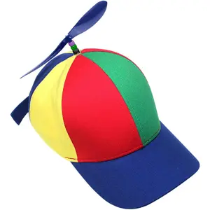 P-KCP02   Kids Cute Propeller Hat Toddlers Adjustable UV Protection Tennis Baseball Cap Sun Visor Funny Clown Cap Helicopter Top Hat