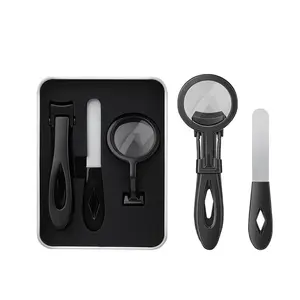 3-Piece Magnifying Toe Nail Clipper Set – Vacuum Titanium Plated & Imported Stainless Steel, Extra Wide Jaw, Ergonomic & Labor-Saving Design for Thick & Hard Nails