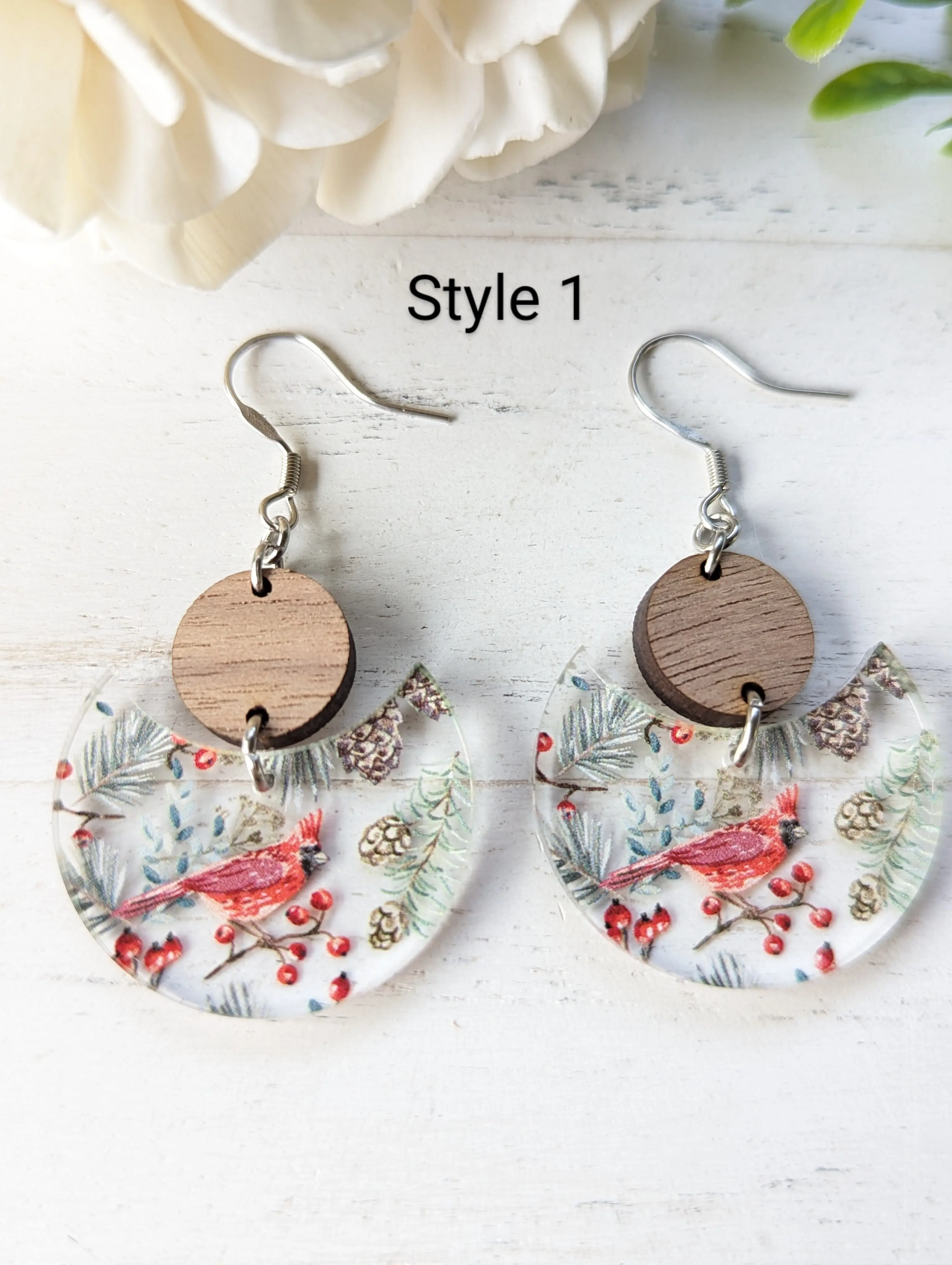 Red Cardinal Themed Earrings