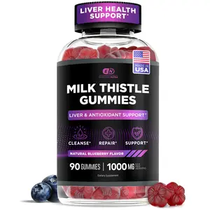 Effective Nutra Milk Thistle Gummies 1000 mg – Sugar-Free Blueberry Flavor - Liver Detox & Antioxidant Support - 90 Gummies