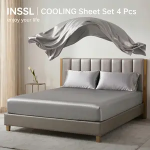 【Memorial Day Deals】4Pcs Microfiber Cooling Bed Sheet Set, Luxury Hotel Soft Bedding with Embroidered Pillowcases, Fade Resistant