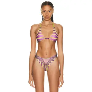 Striped Triangle Bikini Set