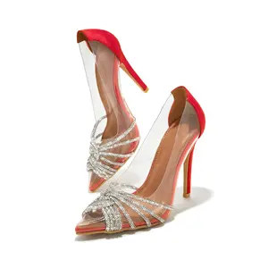 Champagne Toast Embellished Pointed Toe Pumps - Red