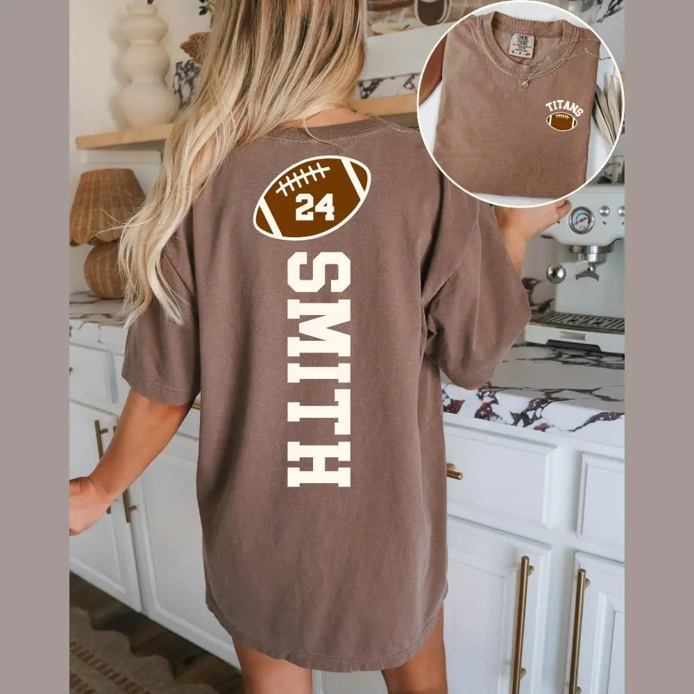 Custom Football Jersey Shirt, Comfort Colors® Personalized Football Tee, Football Jersey, Number Shirt, Football Mom Shirt, Custom Number Tee