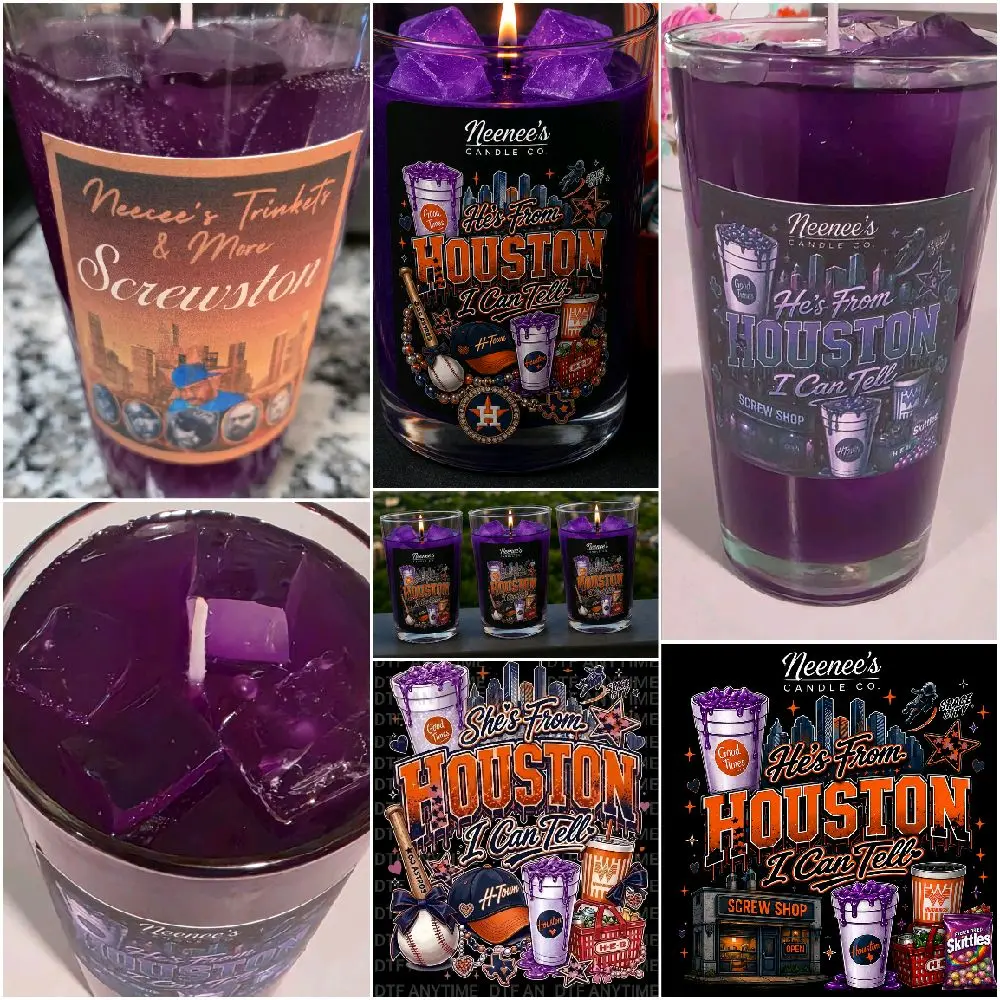 Screwston Purp Gel Candle - Texas-Made Customizable Fragrance Household Candle, Icy Wax Cubes Wax Room Scent Freshener, Southern Culture Texas Pride Flower-Themed Home Decor Ornament, Novelty Light Source