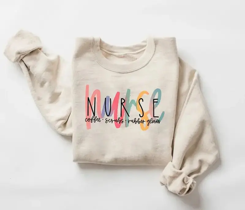Nurse Coffee Scrubs Rubber Gloves Sweatshirt – Funny RN School Tee