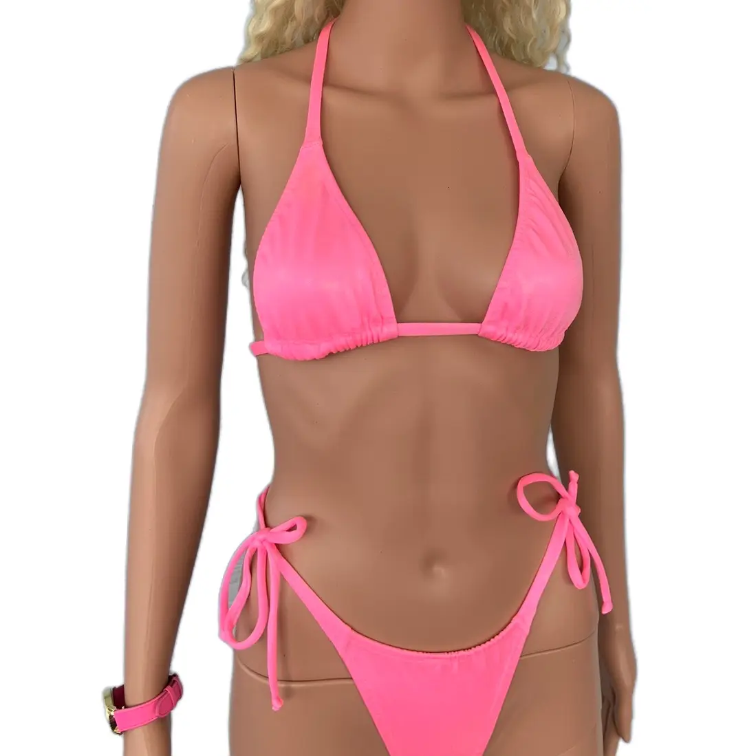 ZOEY EXOTIC BRAZILIAN BIKINI SET. EXTREMELY SKIMPY. BEAUTIFUL BARBIE PINK PRINT. SPANDEX MATERIAL. Cotton Cotton Cotton Cotton Striped Polka Dot Long Sleeve Machine Washable Polka Dot Cotton