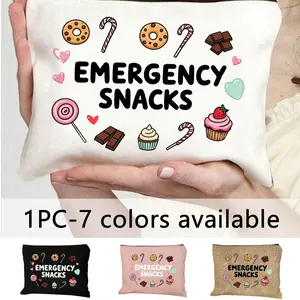 Emergency Snack Letter Print Storage Bag, Christmas Gift, Makeup Bag, Makeup Organizer Pouch, Travel Souvenir, Birthday Present, Women's Handbag, Party Gift