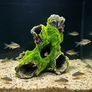 Aquarium Tree Trunk Decor Resin, Fish Tank Decoration, Hide Shrimp and Fish Landscape Rocks, Hidden Cave Ornament, Aquatic Plants