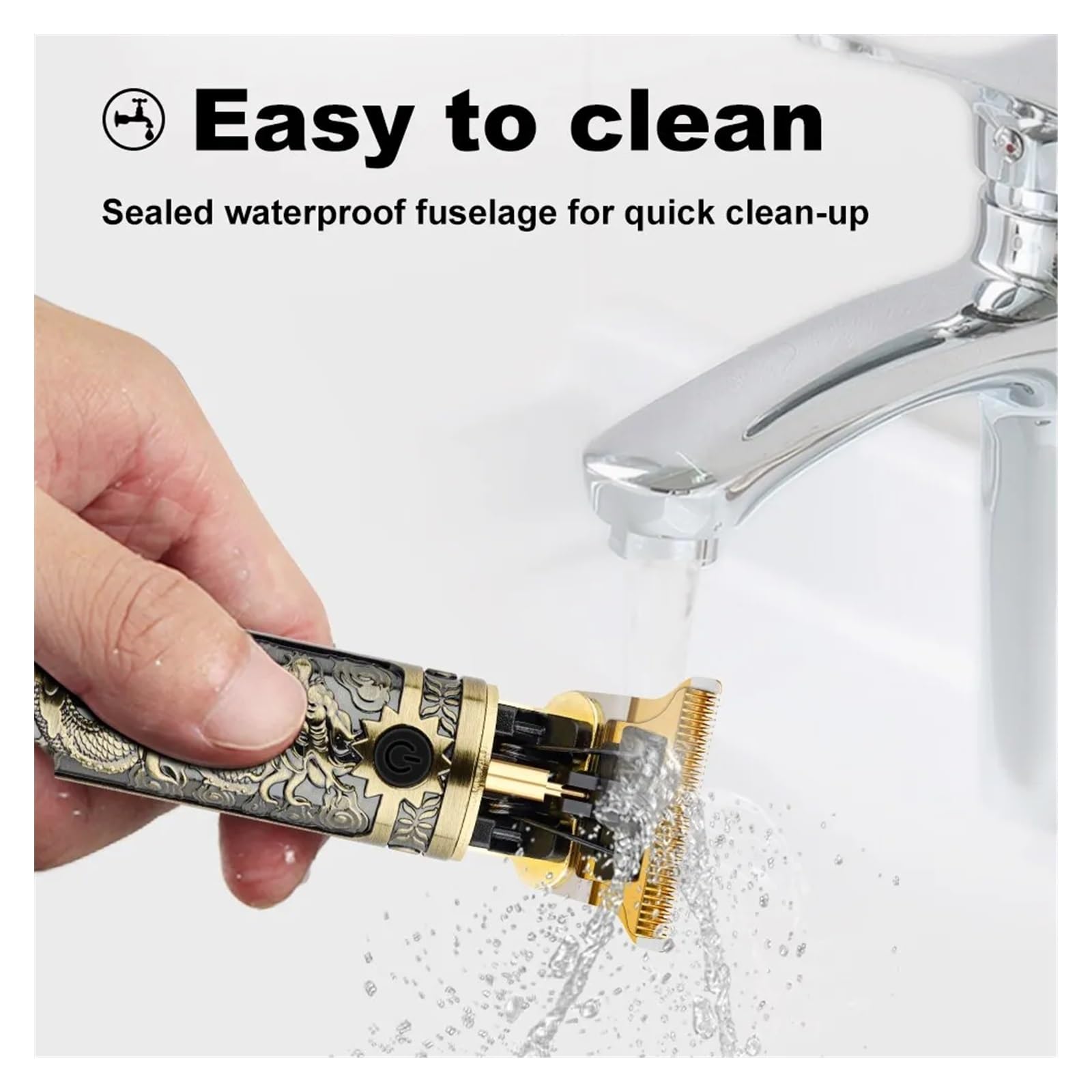 Professional Men's Hair Clipper & Trimmer - Cordless USB Rechargeable, High-Precision Beard Trimmer with 4 Detachable Limit Combs, Low Noise, Quick Charge, Dragon Design Grooming Kit for Home & Salon Use