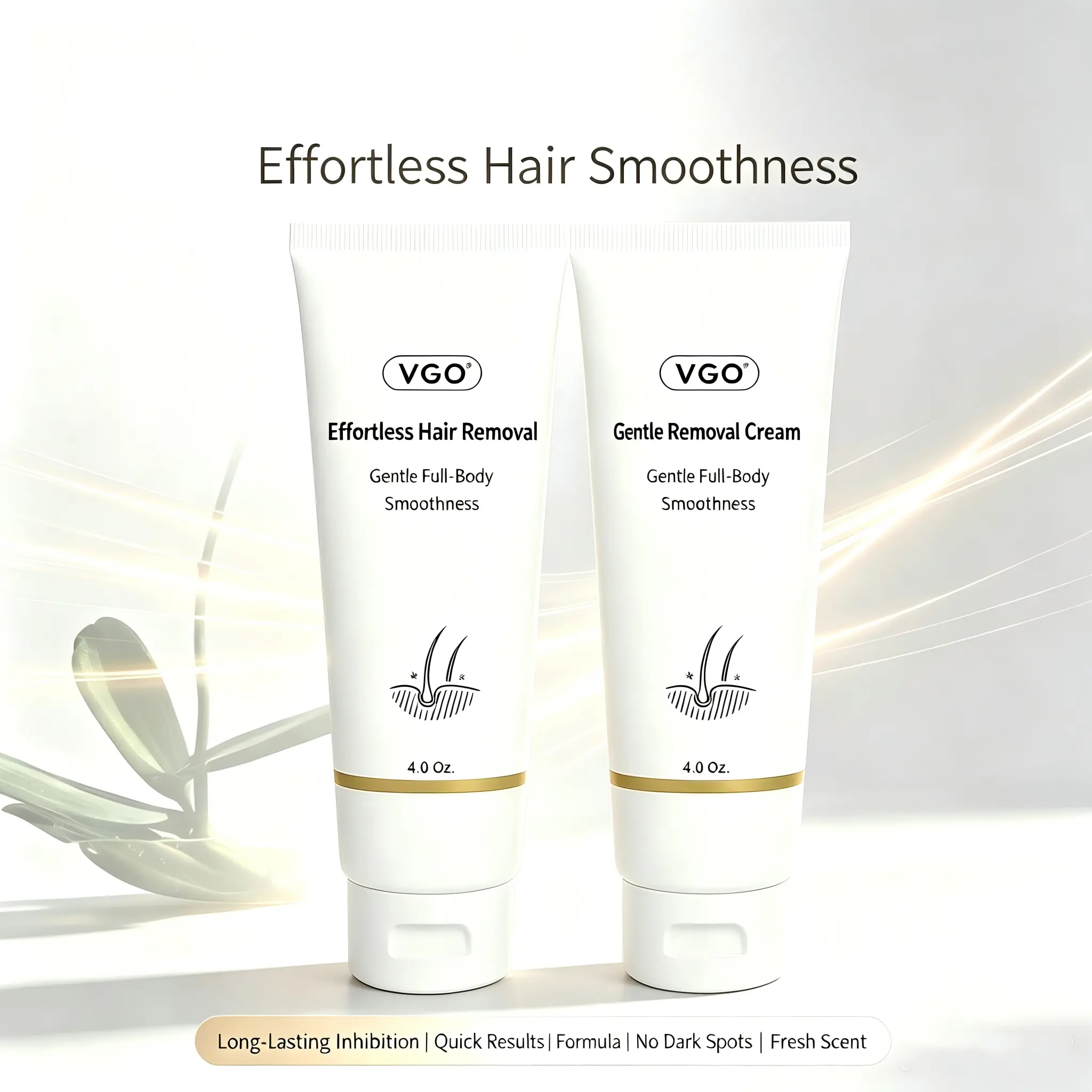 【Buy 2 Hair Removal Cream, Get 1 Free】VGO Hair Removal Lotion (120ml/4.06oz) - Fast-Acting Gentle Unisex Body Care with Urea, Botanical Extracts, Moisturizing Scent, Fresh Finish for Sensitive Skin on Legs & Underarms, Patch Test First, Smooth