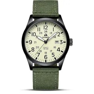 Men's Military Sport Watch – Unisex Nylon Strap, Luminous Analog Quartz Wristwatch, Waterproof Army Tactical Casual Watch