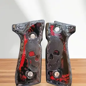 Cachas Calaveras Skulls 92fs handMade Grips with Red and Black Grips