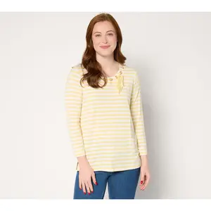 Belle by Kim Gravel Seas the Day Sailor Striped Bow Tied Top