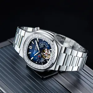 REEF TIGER Men's RGA20S7 Automatic Mechanical Watch 44mm Rose Gold Stainless Steel Case Sapphire Crystal Luminous Display 50m Water Resistant Diamond Bezel