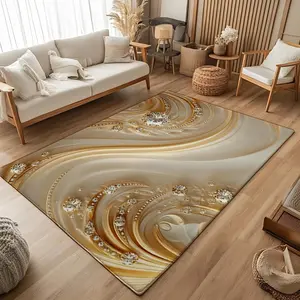 Luxury Striped Diamond Pattern Bath Mat, Soft Flannel Non-Slip Rug for Bathroom, Living Room, Bedroom, Office Decor