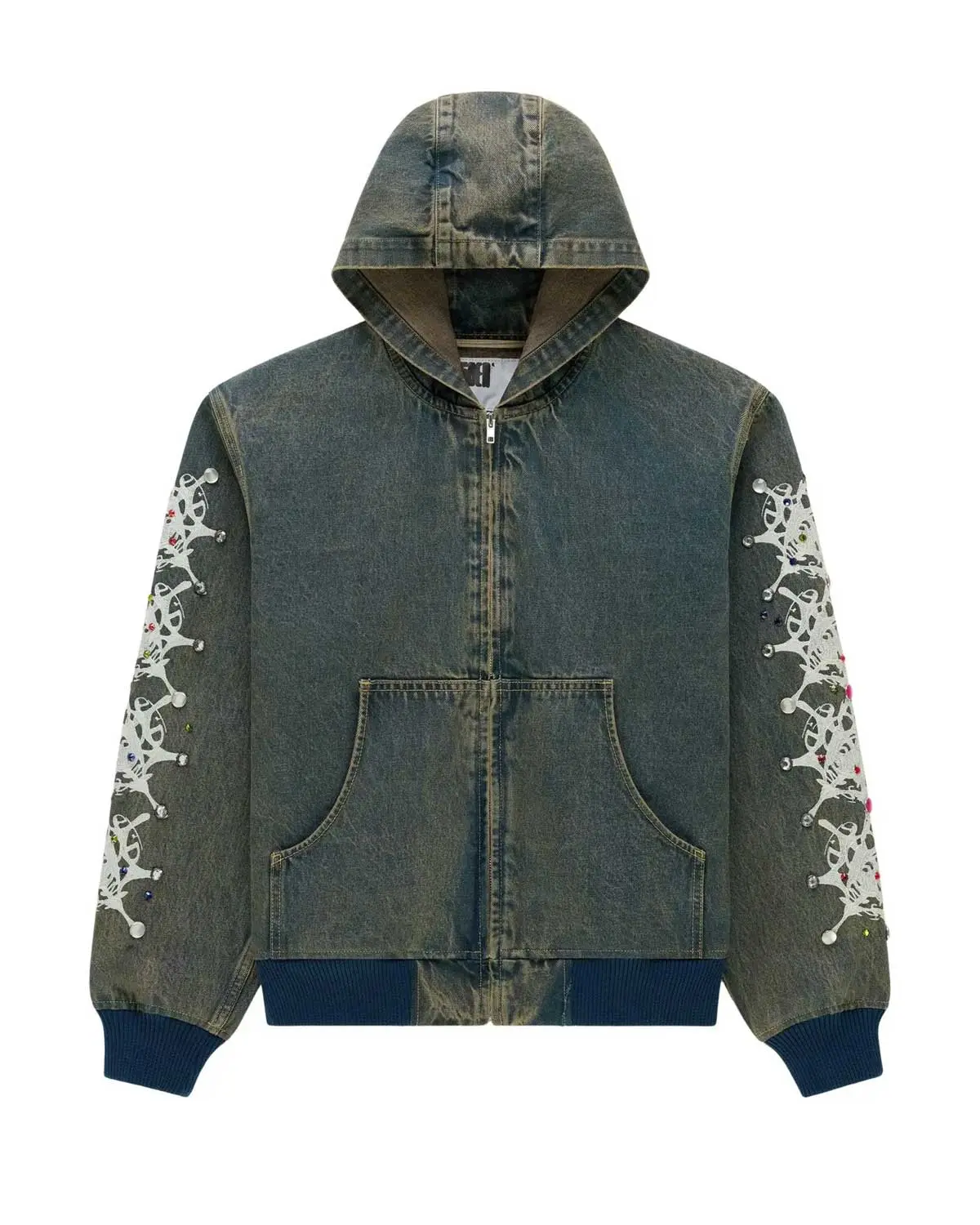 Sp5der Webstone Hooded Denim Work Jacket Indigo