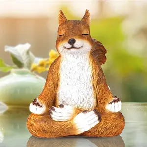 Yoga Squirrel Statue, Meditation Pose Feng Shui Vastu Figurine Outdoor or in Door,9"(H) X6.5(L) X6(W) Gift