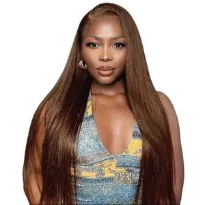 YMSGIRL Ready To Go Chocolate Brown Straight Wig Human Hair #4 Dark Brown Wig Pre Plucked With Baby Hair 4×7 Closure Wig