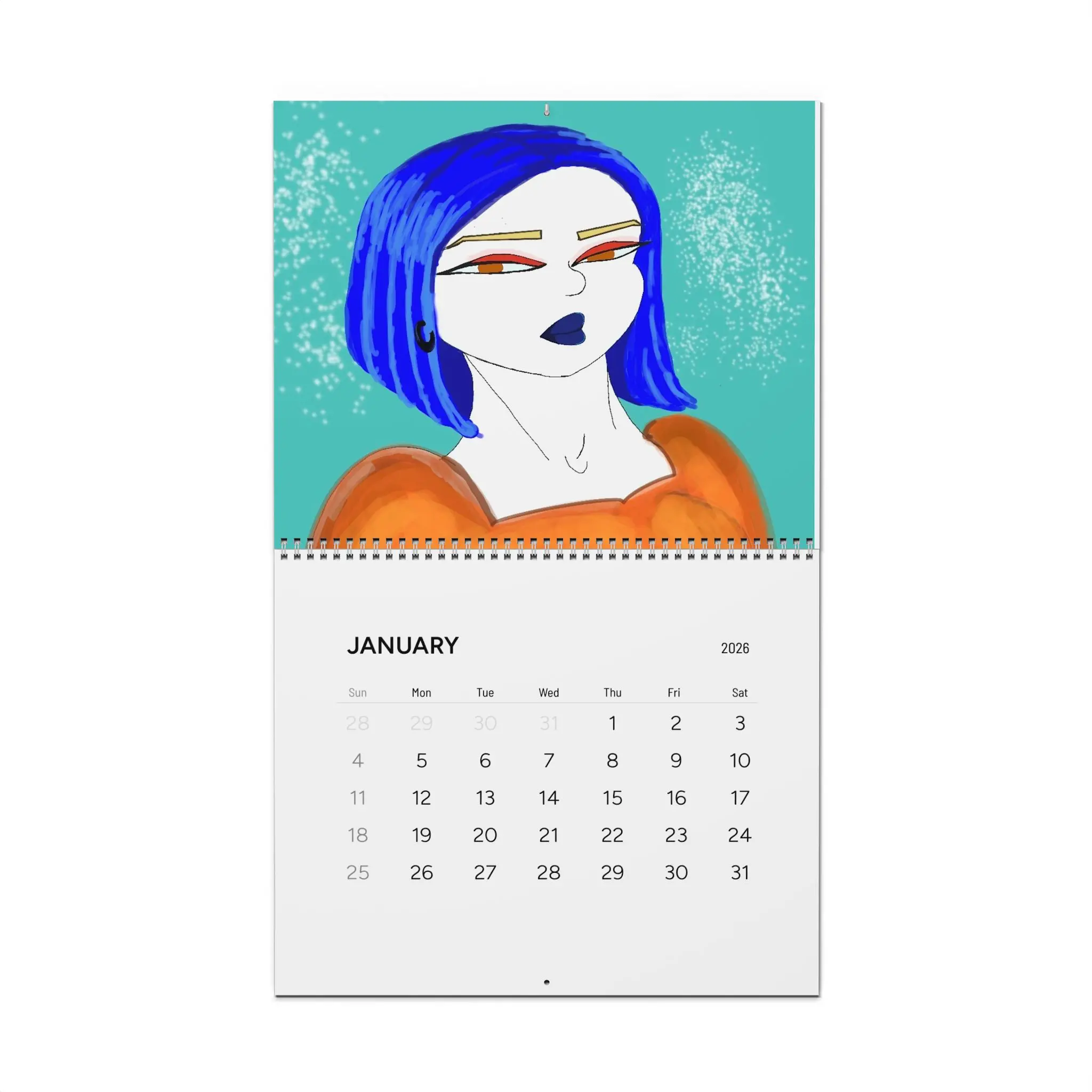 Bighead Beauties 2026 Wall Calendar - Unique Illustrated Art Monthly Planner, Home Office Decor, Gift for Art Lovers, Daily Schedule
