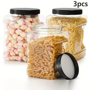Rectangular Flip-Top Food Container - Clear PET Storage Jar with Secure Seal | Stackable & Space-Efficient Design