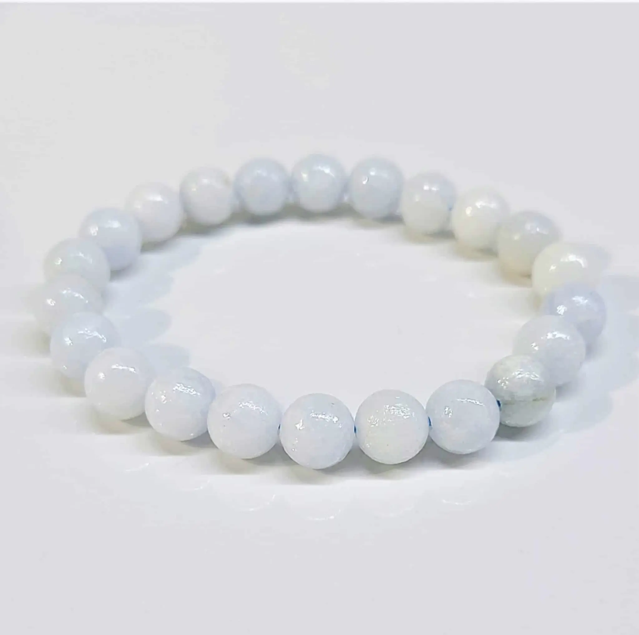 Celestite Stackable Bracelet - White Beads with Smooth Finish, Elegant Design, Versatile Accessory for Everyday Wear