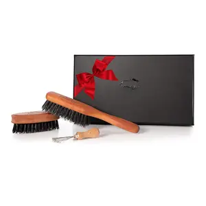 Beard Brush  Kit (Soft Version) 2nd Cut  Bristles - Ideal for Stubbles and Short To Medium Beards - Distributes Balm and Oil for Growth/Styling - Comes with Brush Cleaning Tool