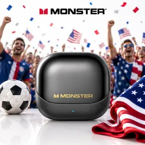 Monster Open Ear Earbuds with Clip-On Design, Bluetooth 6.0 Wireless Earbuds, ENC Clear Calls, Up to 165H Playtime with Fast Charging, App with Adjustable EQ & Find My Earbuds,Sweatproof, Ultra-Lightweight 3.7g- SummerWins - DealsForYouDays