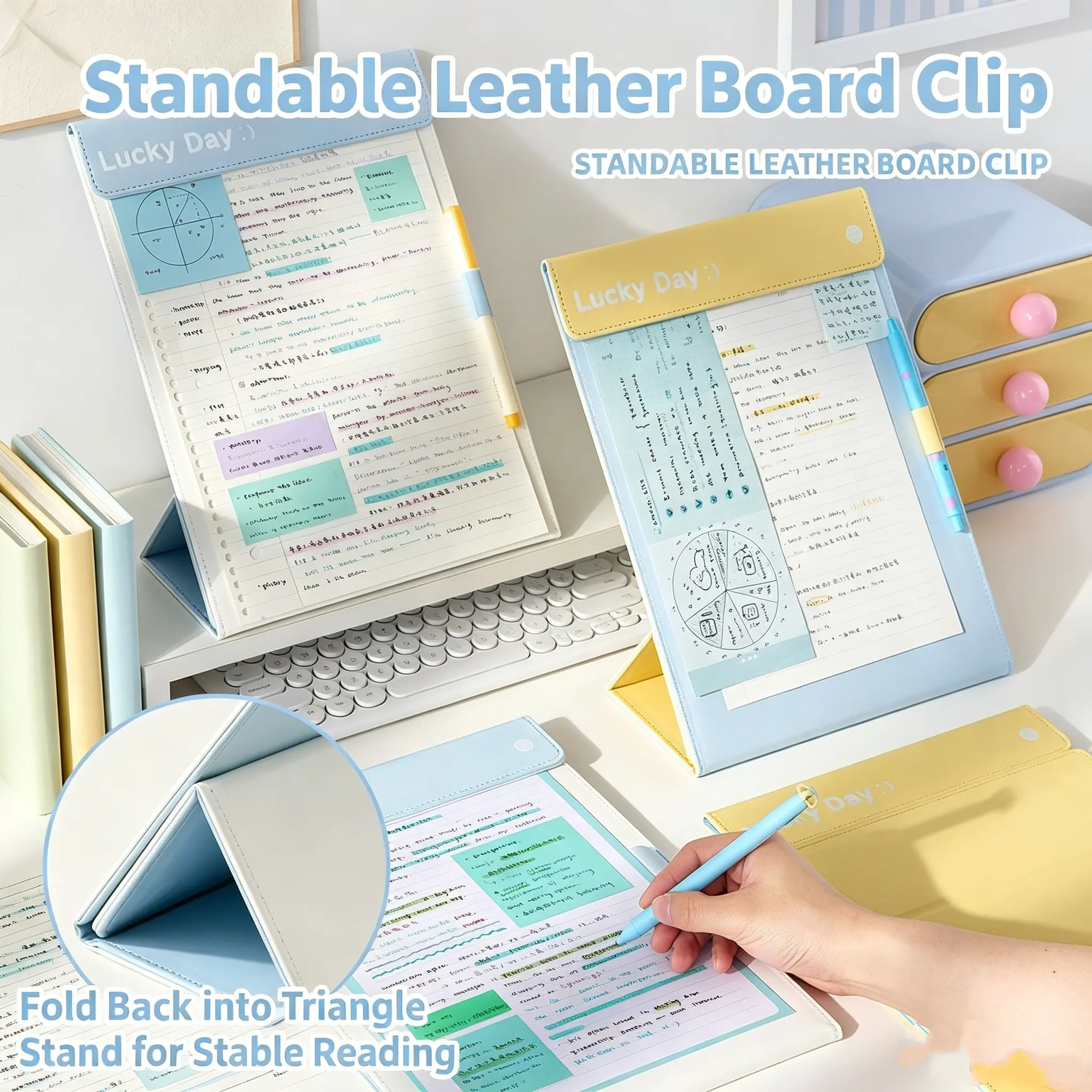 EpenGo A4 Leather Clipboard Folder - Portable Magnetic Clip Writing Board, Document Holder, Folder Organizer for Desk, Office & Classroom, Pu Leather