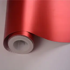 High Quality Matte Satin Metallic Chrome Red Vinyl Wrap Satin Metallic Car Wrapping Sticker Film Bubble Free Auto Internal External Decal