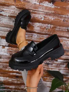 Women's platform comfortable and soft Round Toe Loafers, a must-have for daily casual fashion, simple and versatile bow decoration, a trend of one-foot flats, a must-have for commuting to work and school in all seasons