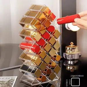 Transparent Acrylic Lipstick Organizer, Multi-Compartment Cosmetics Rack, Classic Style, Modern Design, Essential Makeup Storage Solution