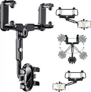 Rear View Mirror Phone Holder, 2024 Rotatable and Retractable, Universal Mount, Cell Car Fit for iPhone 11 12 13 16 Pro Max Samsung All Phone…