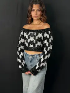 Lucy Off Shoulder Long Sleeve Crop Sweater
