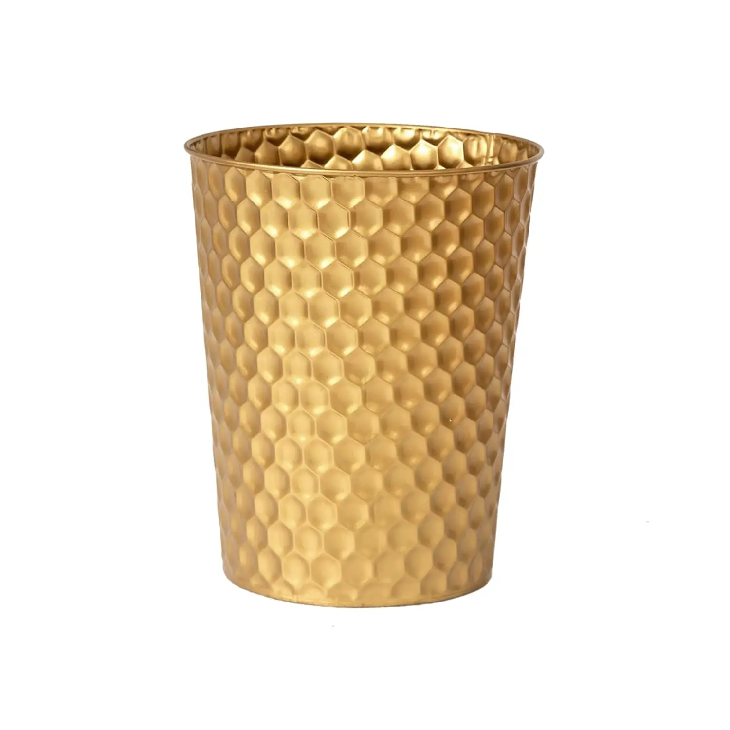 Small Metal Trash Can Wastebasket, Decorative Honeycomb Garbage Can  Basket, Modern Farmhouse Round Trash Bin for Bathroom, Bedroom, Kitchen and Office ()