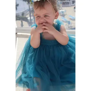 110 - Plain Dark Blue Girl Tulle Dress