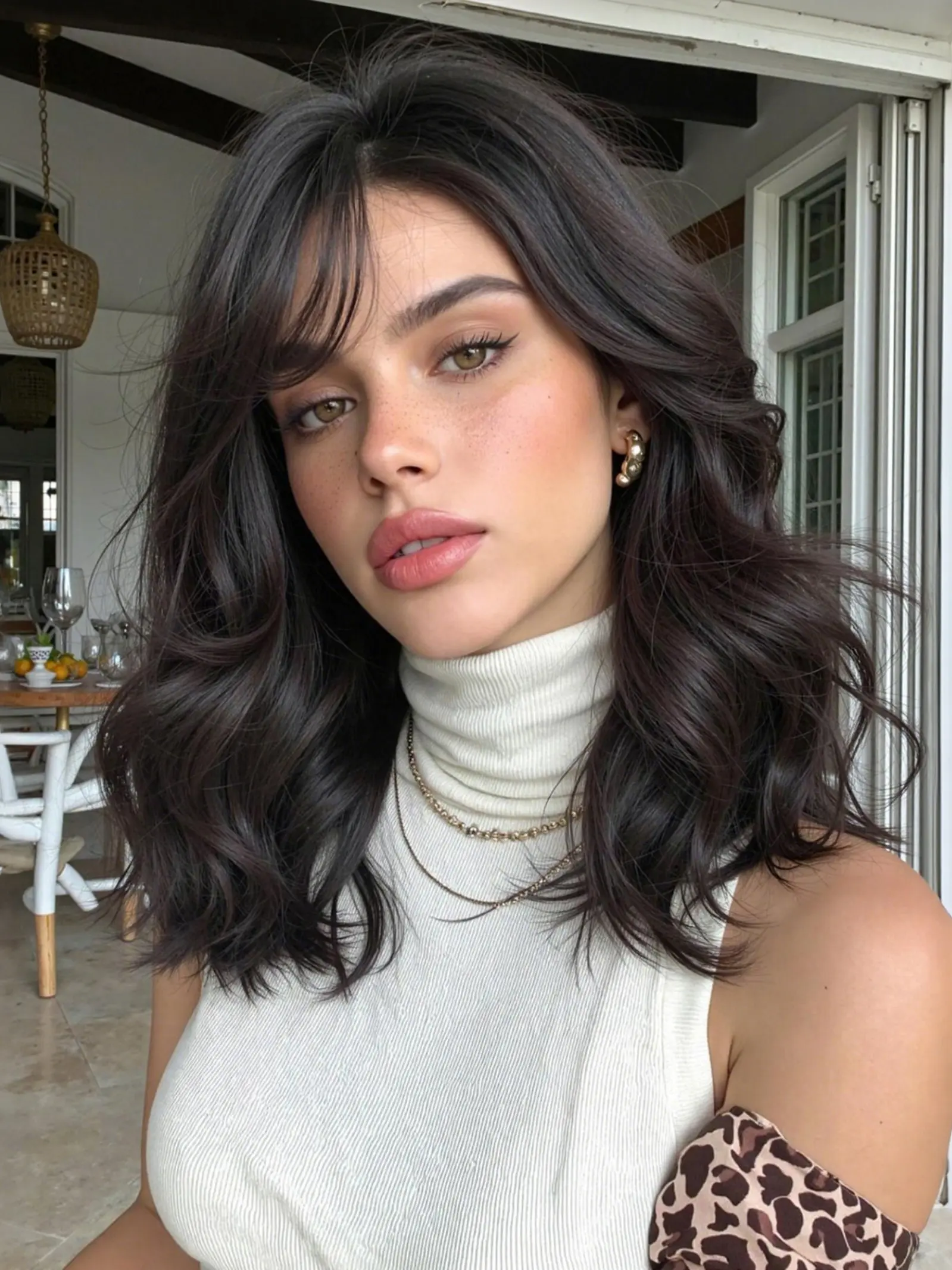 20 Inch Curly Wig with Bangs, Heat Resistant Hair, Synthetic Curly Hair, Women's Daily Commute Wig, Medium Length, Perfect for Everyday Use, Synthetic Fiber Wig, Daily Wear Wig, Synthetic Curly Wigs