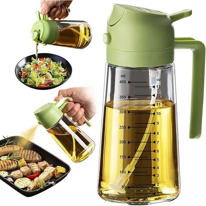 Multi-Functional Kitchen Cooking Oil Dispenser & Mister Spray Bottle - Dual-Use Spray/Pour Container with Measuring Marks for Olive Oil, Vinegar, Home Storage & Organization, Oil Mister Spray Bottle For Cooking