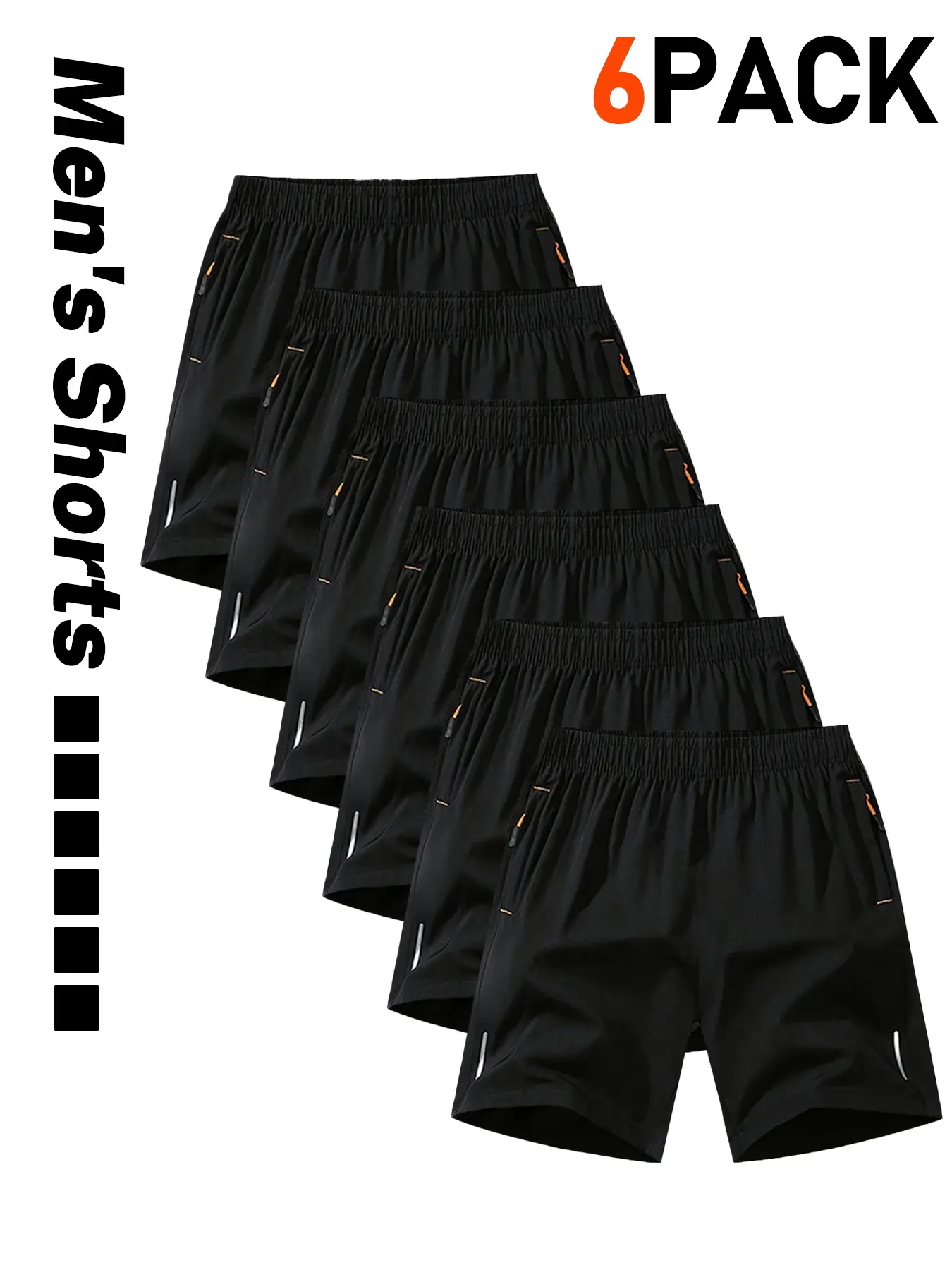 6-Pack Men's Casual Sport Shorts, Workwear Pants with Double Pockets, Suitable for Running, Leisure, and Multiple Occasions, Fitness Apparel