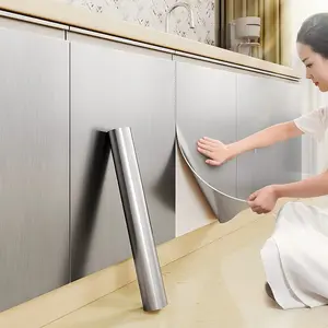 Waterproof Peel and Stick Wallpaper, Brushed Metallic Vinyl Contact Paper, Removable Self Adhesive Wall and Cabinet Covering, Decorative Film for Bathroom Remodel, Kitchen Cabinets, Furniture Makeover & Home Renovation