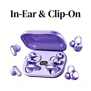 2 Pairs Wireless Earbuds with LED Display – Bluetooth 5.4 Gaming & Music Headphones with In-Ear & Clip-On Design for Movies, Workout & Daily Use,Summer Vibe