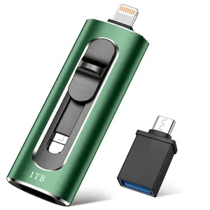 BOYMXU 1TB USB Flash Drive for iPhone & iPad, Plug and Play, 4-in-1 Ports, High Transfer Speed, Compatible with iOS 13+, Android, Green