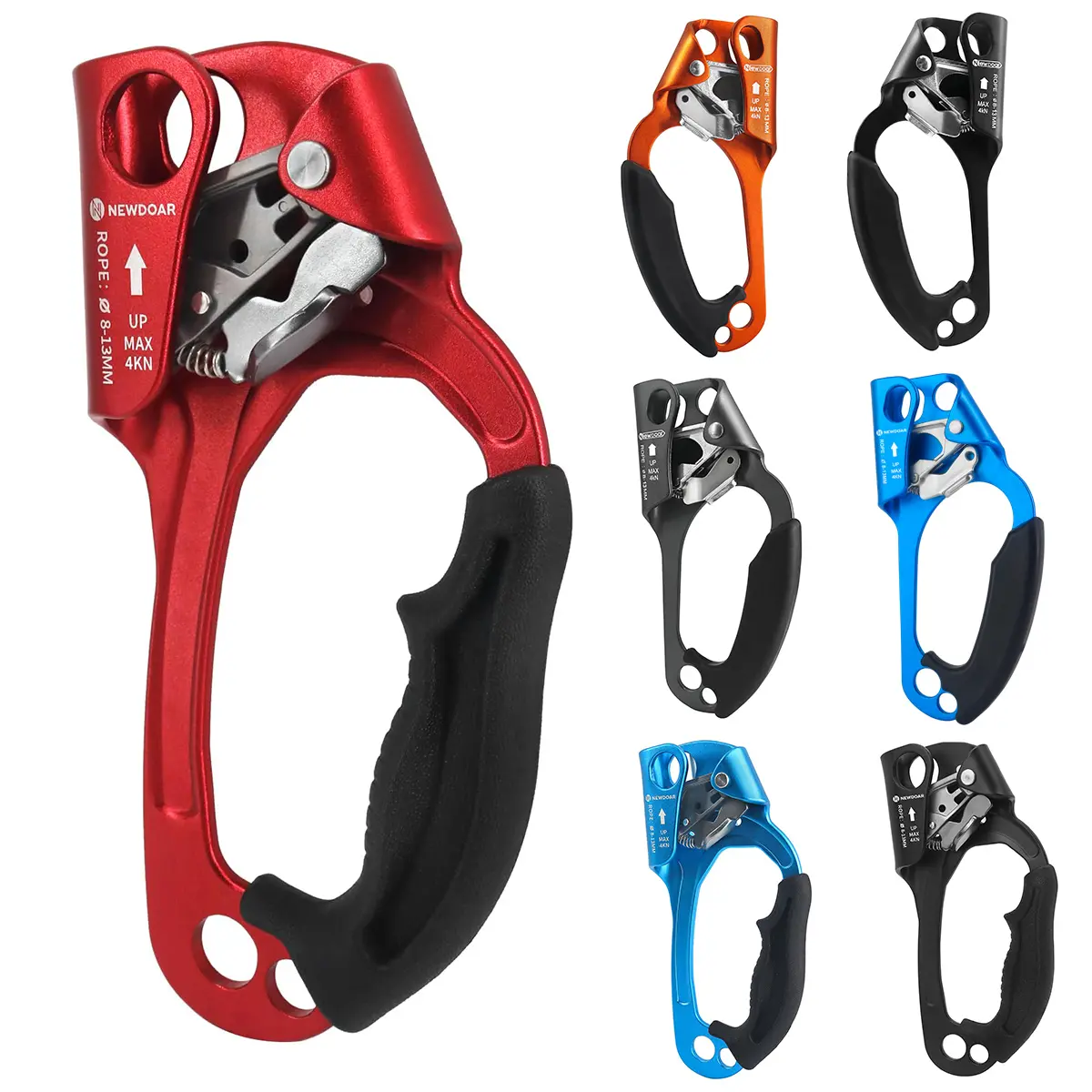 NEWDOAR Hand Ascender with Carabiner - UIAA & CE Certified, 8-13MM Rope Clamp, Adjustable ft Loop, 224g/0.52 lbs Lightweight Polyester-Aluminum Alloy Frame for Rock Climbing, Tree Climbing, Roofing