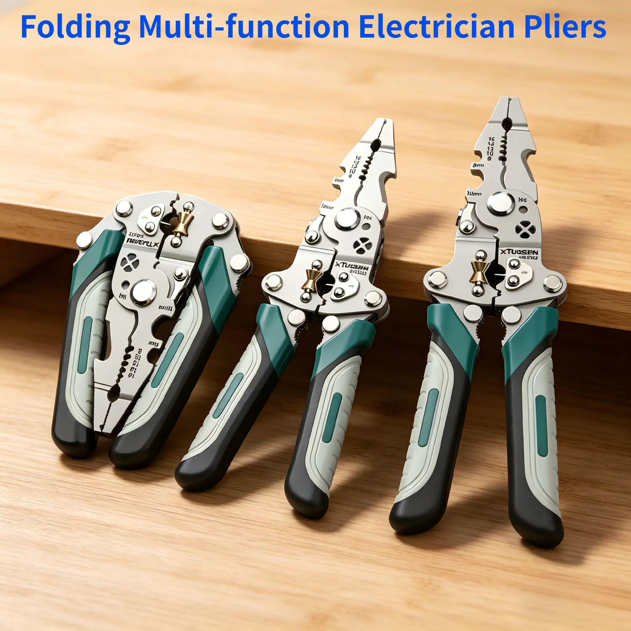 Foldable Electrician Multi Tool Pliers, Wire Stripper Cutter Crimper Splitter All-in-One Hand Tool Multi-Function Set