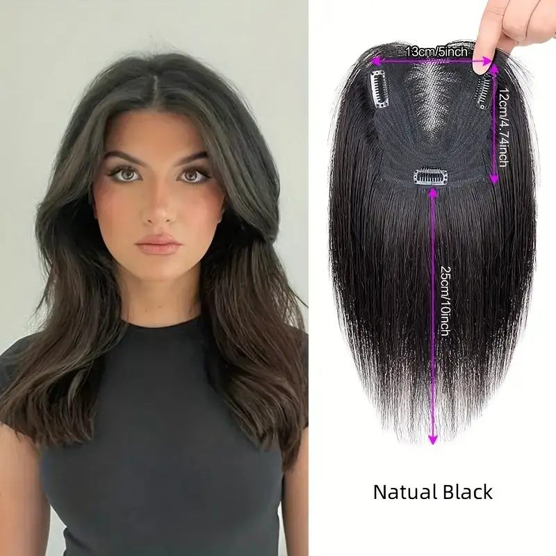 12x13 Straight Hair Topper for Women with Thinning Hair 100% Human Hair Topper