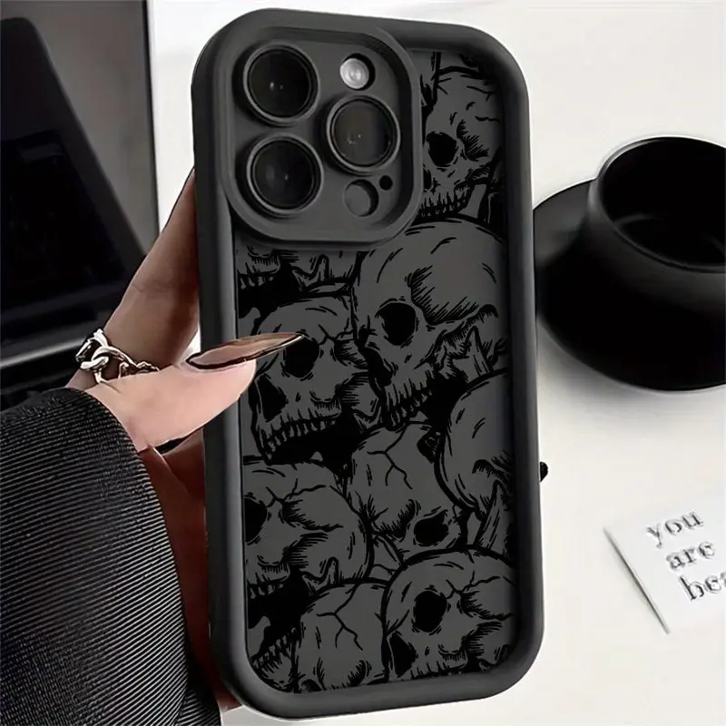 Vintage Super Cool Skull Head Pattern Phone Case for iPhone 16/15/14Pro/13/12/11/Plus/Pro/Max/Mini for men and women Protective Silicone High-Quality Funda Soft Shockproof Cover Cellphone Protection for iPhone 17e, Accessories, Smartphone
